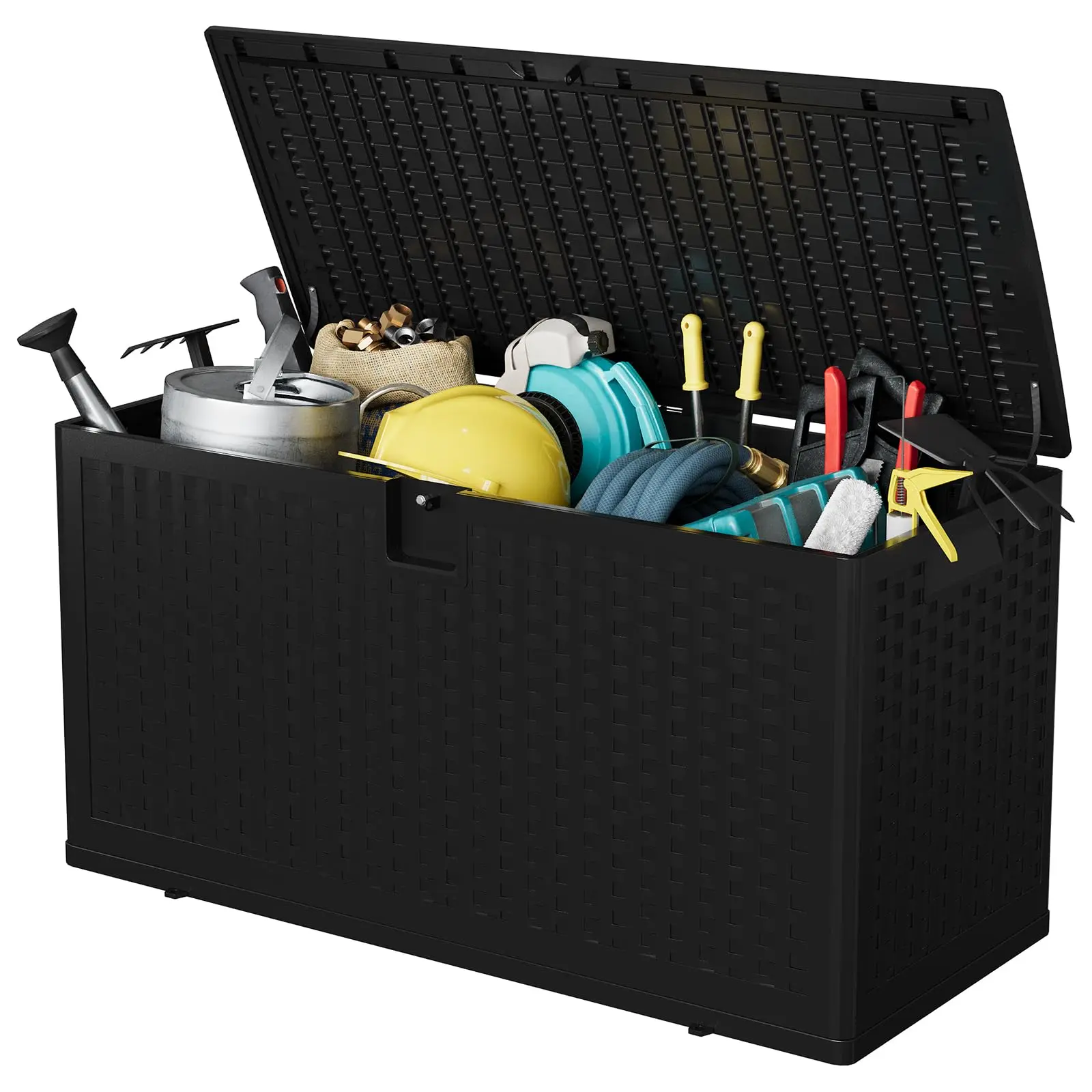 Garvee 73 Gallon Resin Deck Box, Weatherproof and UV Resistant Outdoor Storage Bin, Lockable for Patio Cushions, Garden Tools, Pool Supplies, Package Delivery, Available in Black and Brown