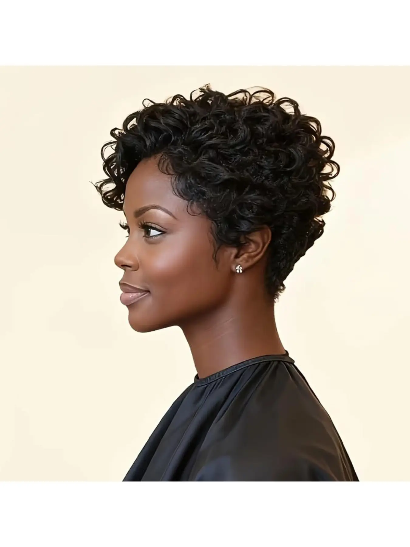 Curly Pixie Cut Wig 100% Soft Human Hair for Black Women Short Layered Pixie Cut Human Hair Wigs, Chic Elegent Fluffy Natural Short Deep Wave Wear and Go Glueless Natural Black Color Pixie Curly Wigs Deep Wavy Wigs for Daily Use