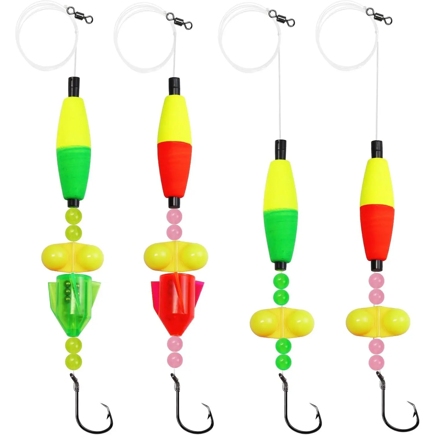 4 count Catfish Fishing Rigs  Kit, 2-in-1 Rattlesnake Sound Tube &  Rattling Beads, Heavy-Duty Circle Hooks, Adjustable Santee  Peg Float Rigs for Freshwater and Saltwater Catfishing