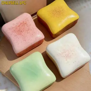 Four-Color Soft Butter Toast Squeeze Toy, Fidget Squishies, Stress Relief and Relaxation, Ideal Gift for Birthdays and Parties, Squeeze Decompression Ball
