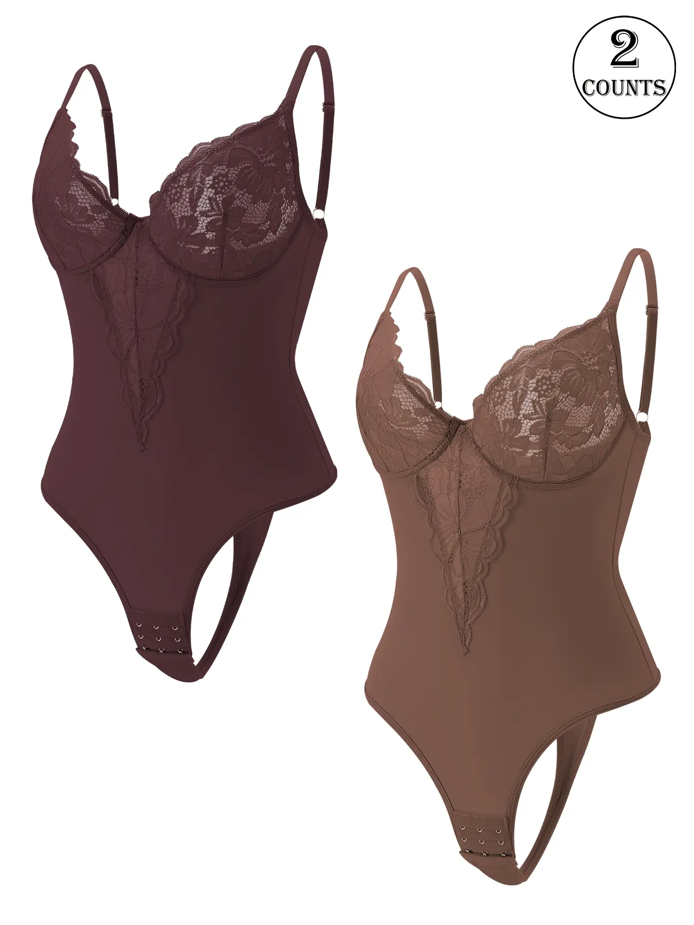 Available in 4 colors, 2-piece set, sexy lace floral women's shapewear shaping bodysuit, tummy control and butt lift, with underwire and adjustable straps, no padding, gathered style, suitable for daily wear, dates, or commuting, women's shaping bodysuit