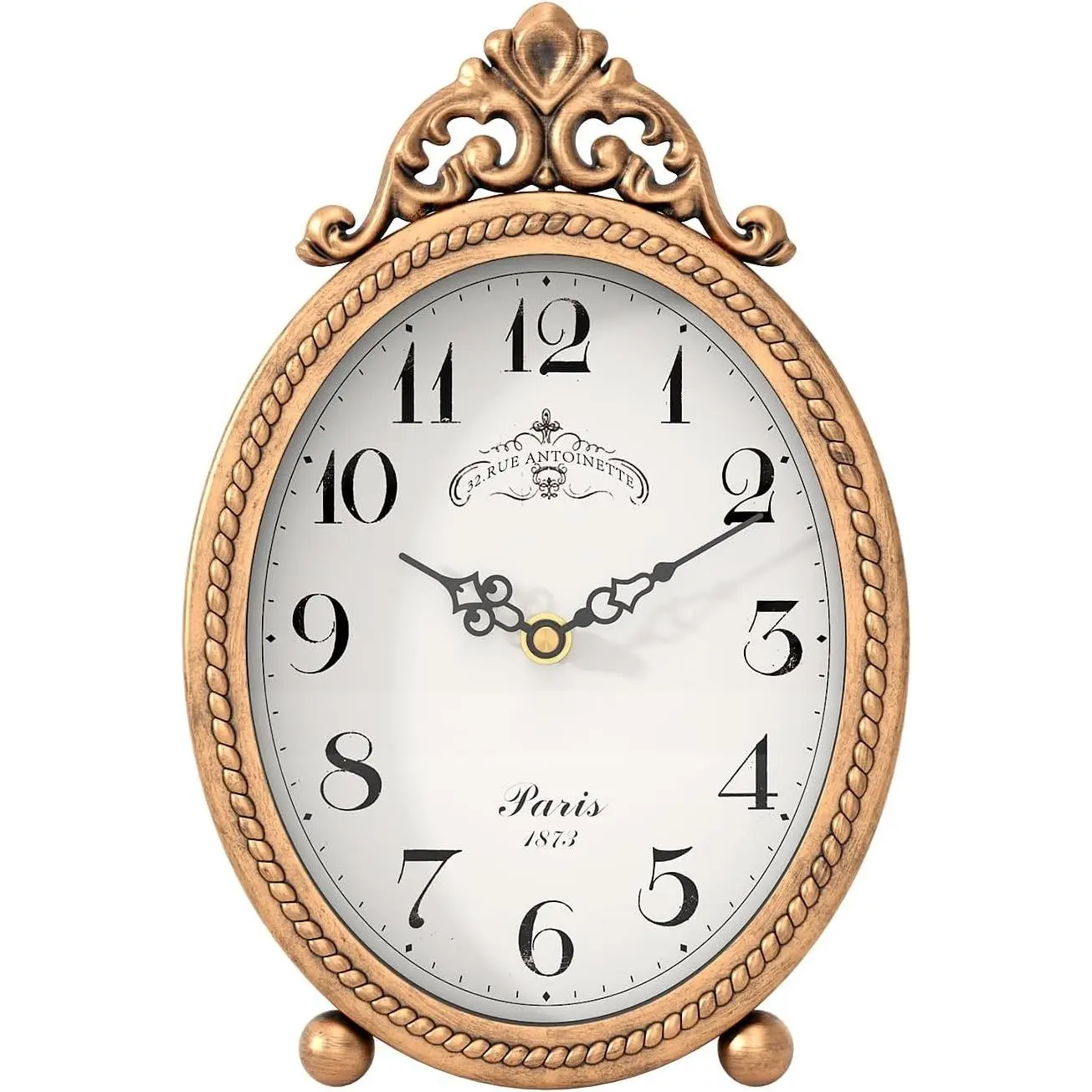 Vintage Table Clock on Stand, Desk and Shelf Decorative Clock, French Rustic Style Antique Gold Mantel Clocks for Living Room,Farmhouse,Bedroom,Bedside,Gift Clocks