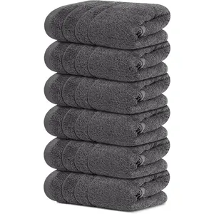 Towels Pack of 6 Hand Towels, 100% Cotton, Lighter Weight, Quick to Dry, 16 x 28 Inches, Super Soft & Absorbent, Perfect for Bathroom & Kitchen, Dark Grey(Gift)