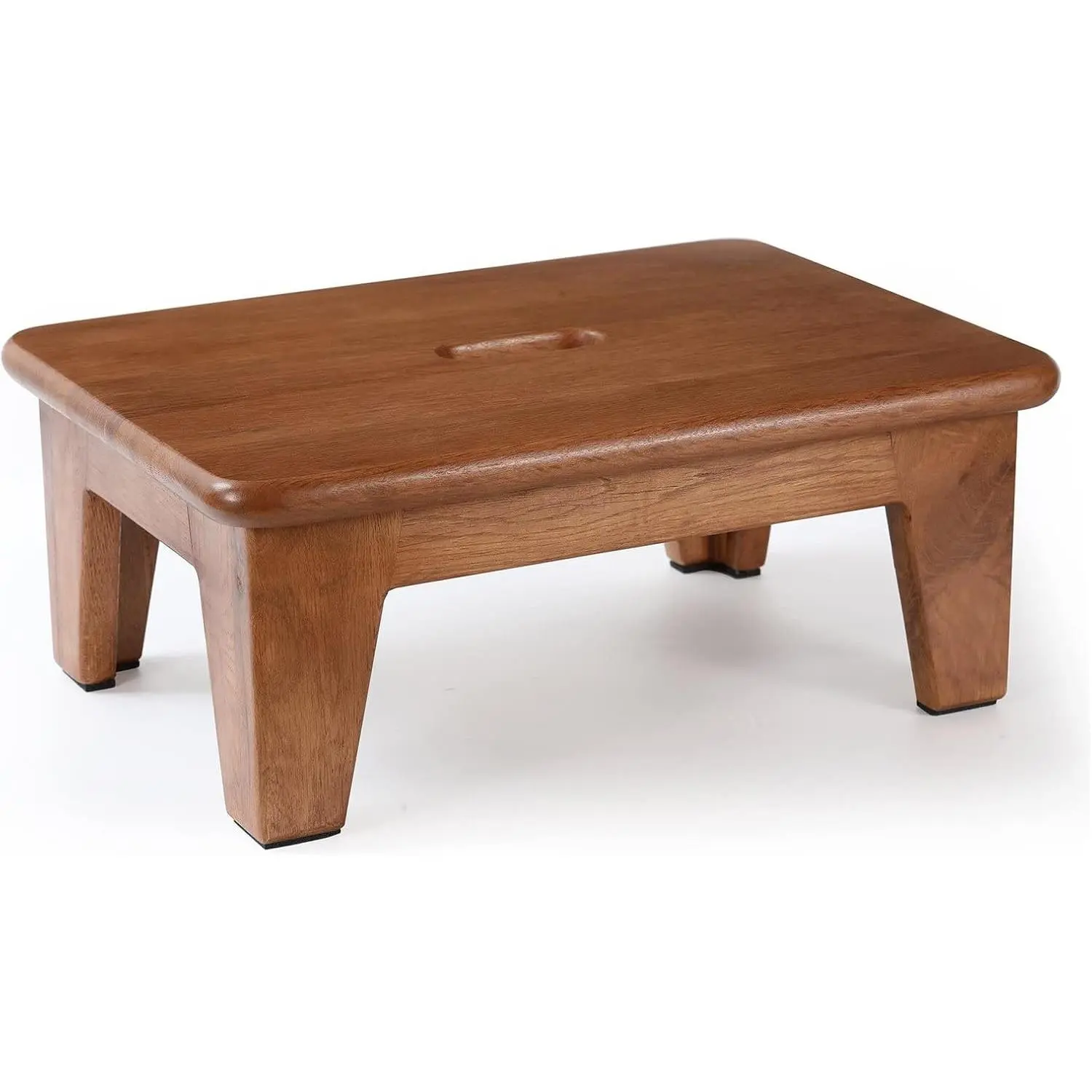 Step Stool for Bed - USA Grown Oak, Wooden Stool for Adults and Seniors, 6.5" High, Non-Slip Mat, No Assembly Needed, Solid Wood, Chocolate Color
