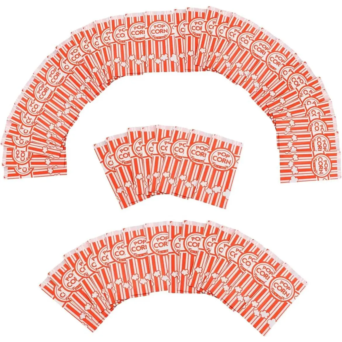 Paper Popcorn Bags Individual Servings, Disposable Paper Popcorn Bag Bulk Pop Corn Sleeves for Popcorn Machine Party Carnival Movie Night Snack Packs (150 Pack)
