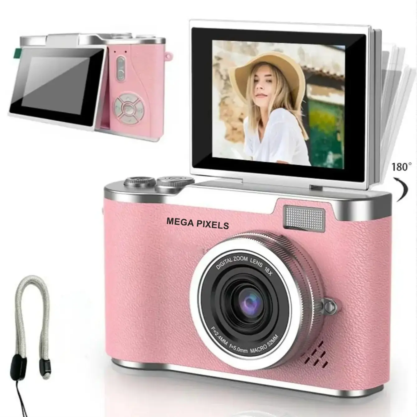 Flip Screen Retro Camera for Teens, Digicam, Pocket Digital Camera with Filters, Compact Portable Camera, Vintage Student Camera, Entry-Level Digital Camera with Memory Card, Perfect Gift for Christmas, Back to School & New Year