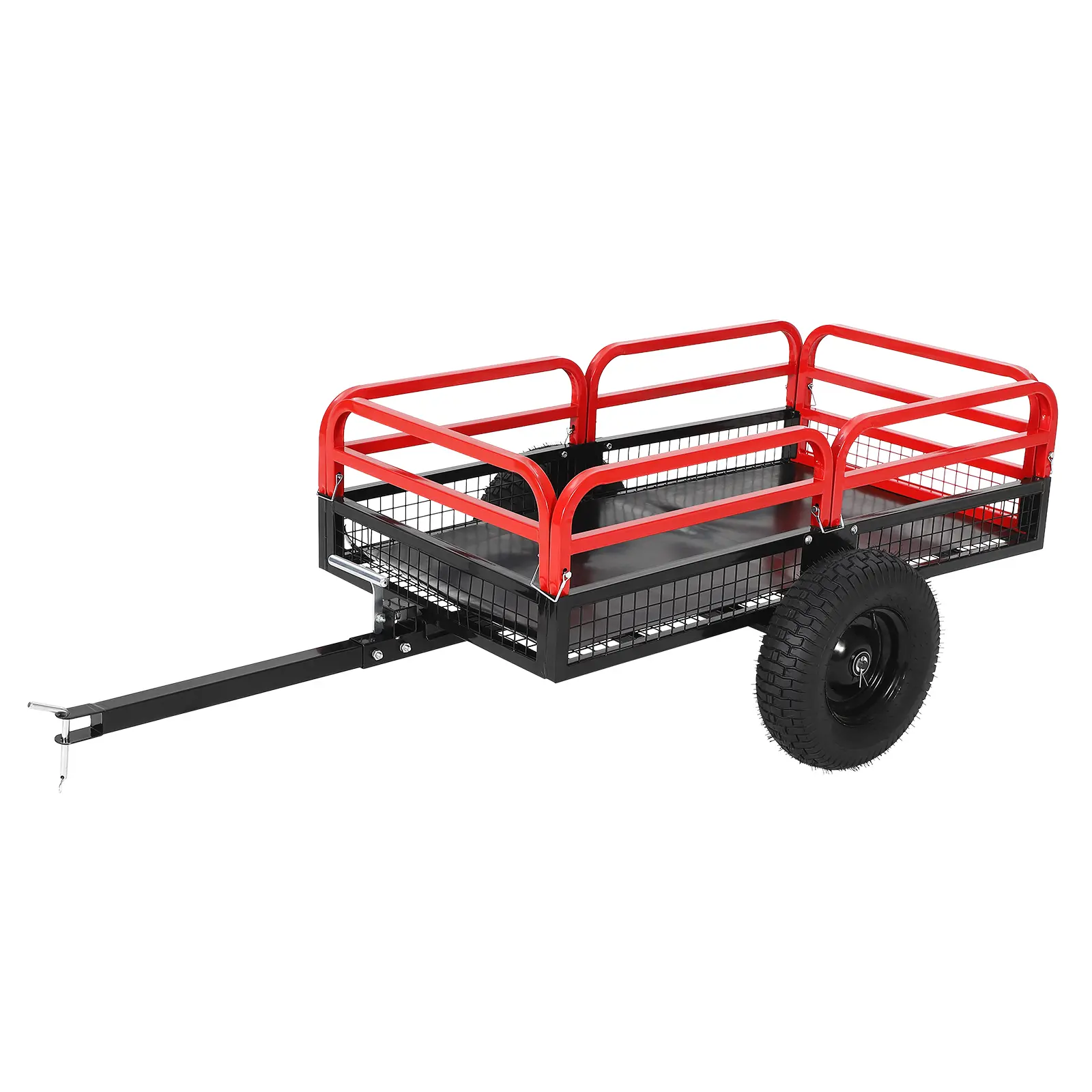 Heavy Duty Steel Garden Dump Cart, 1500 LB Capacity Utility Trailer. 15 Cu Ft, Pneumatic Tires, Foot Pedal Dumping. For ATV, UTV, Lawn Tractor. Rust-Proof, All-Terrain. Farm, Landscaping, Firewood Hauler