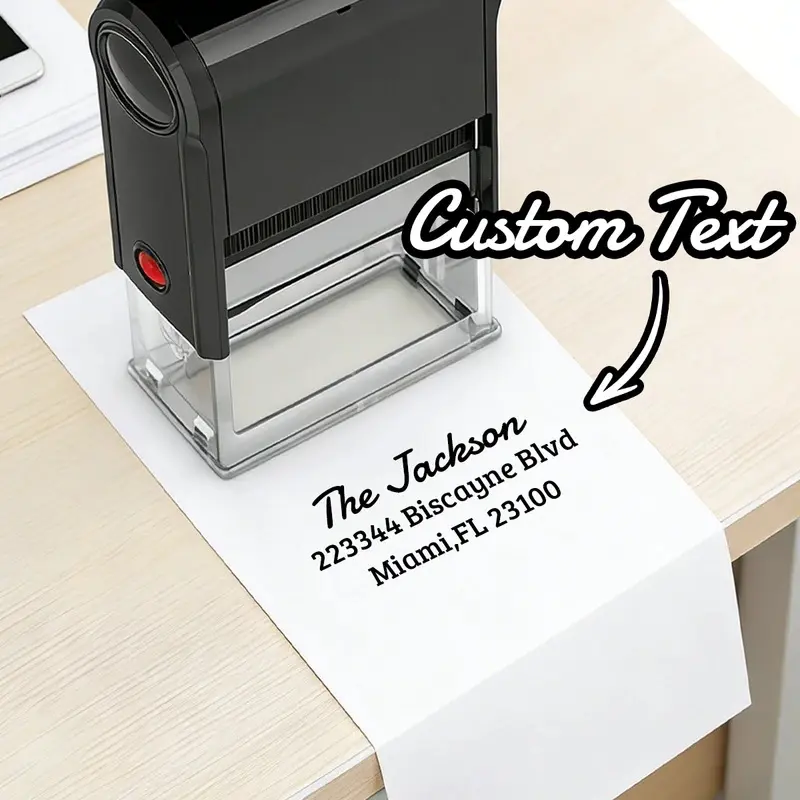 Custom Self-Inking Address Stamp - Personalized Return Address Stamper for Home, Customizable Business Stamp with Black Ink