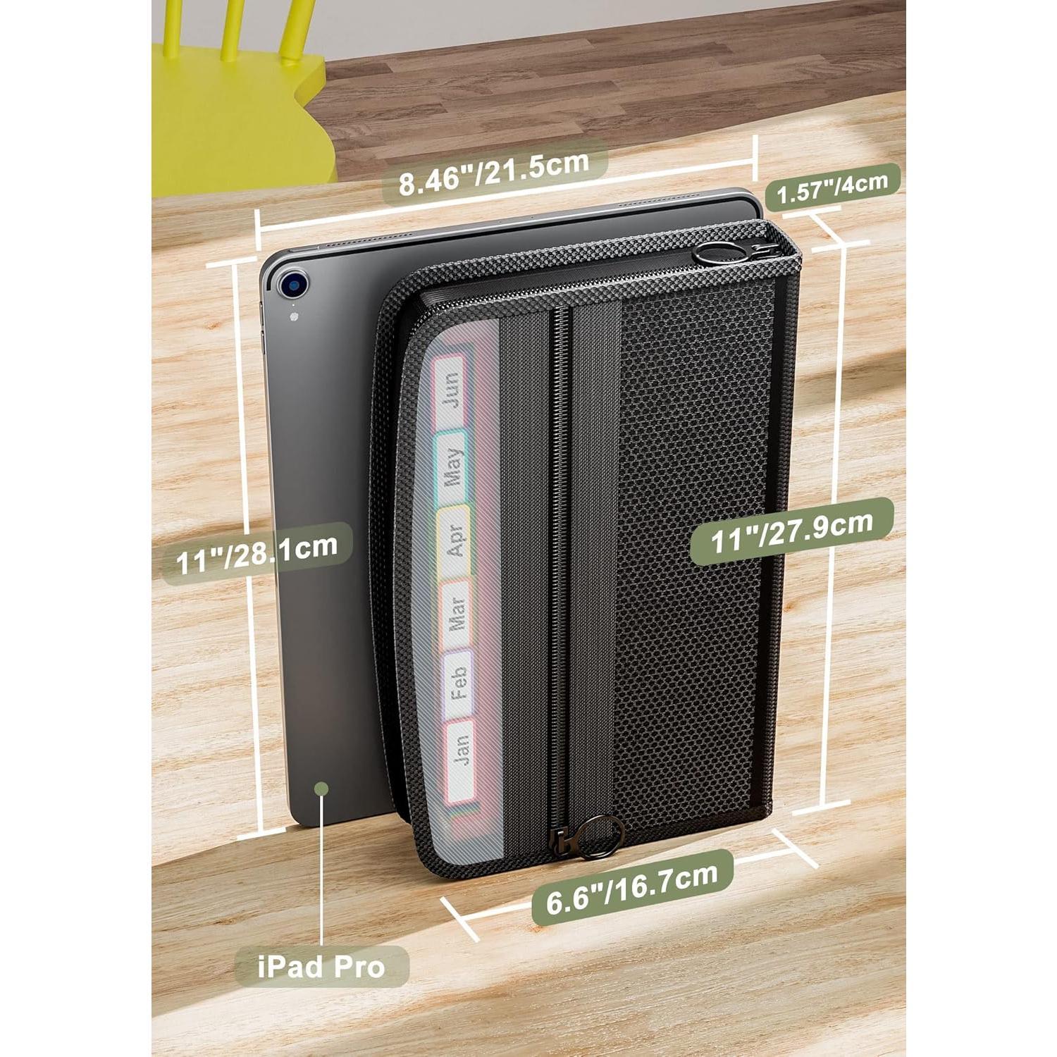 Receipt  Organizer, 12 Pockets Small Accordion File Organizer, Junior Size 11x 6.6 Inches, Zipper Closure, Multi-Color Tabs