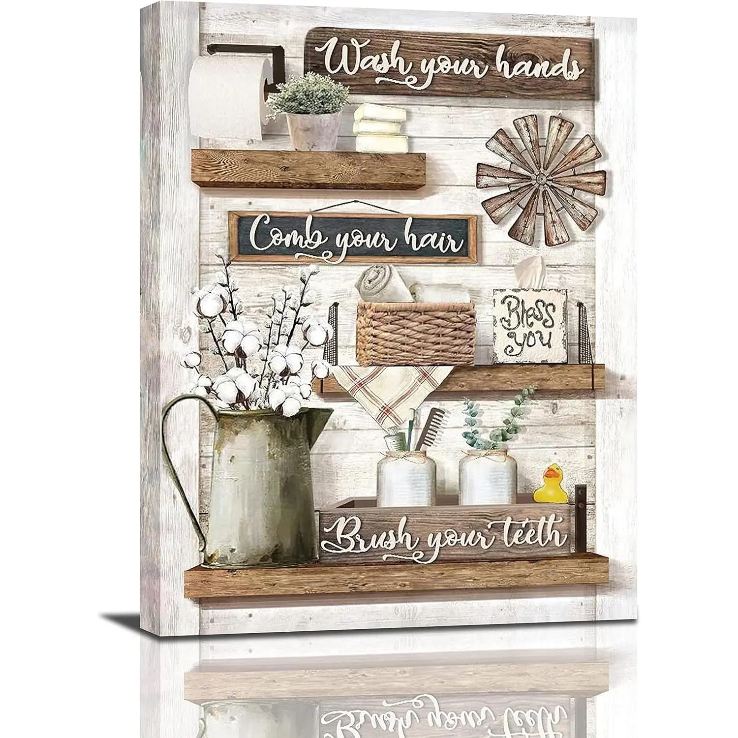 Farmhouse Bathroom Decor Wall Art Rustic Bathroom Pictures Canvas Print Country Bathroom Rules Signs Painting Artwork Modern Bathroom Decoration Framed
