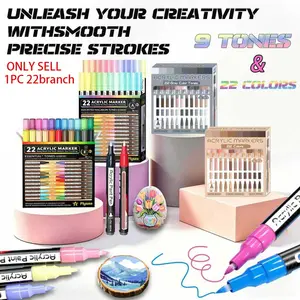 Flysea 22-Piece Acrylic Marker Pens, Gradient Colors, 0.7mm Fine Tip, Ideal for Detailed Drawing, Quick-Dry, Stain-Resistant, Versatile Use