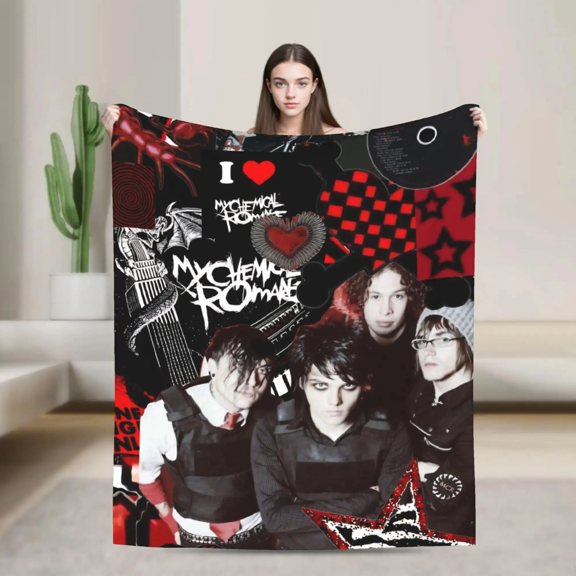 My Chemical Romance Band Polyester Flannel Unisex Cozy Throw, Bedroom Decorative Blanket for Sofa Bed (Sports & Outdoor Camping Hiking Sleeping Gear), Bedroom Blanket, Cozy Blanket Throw