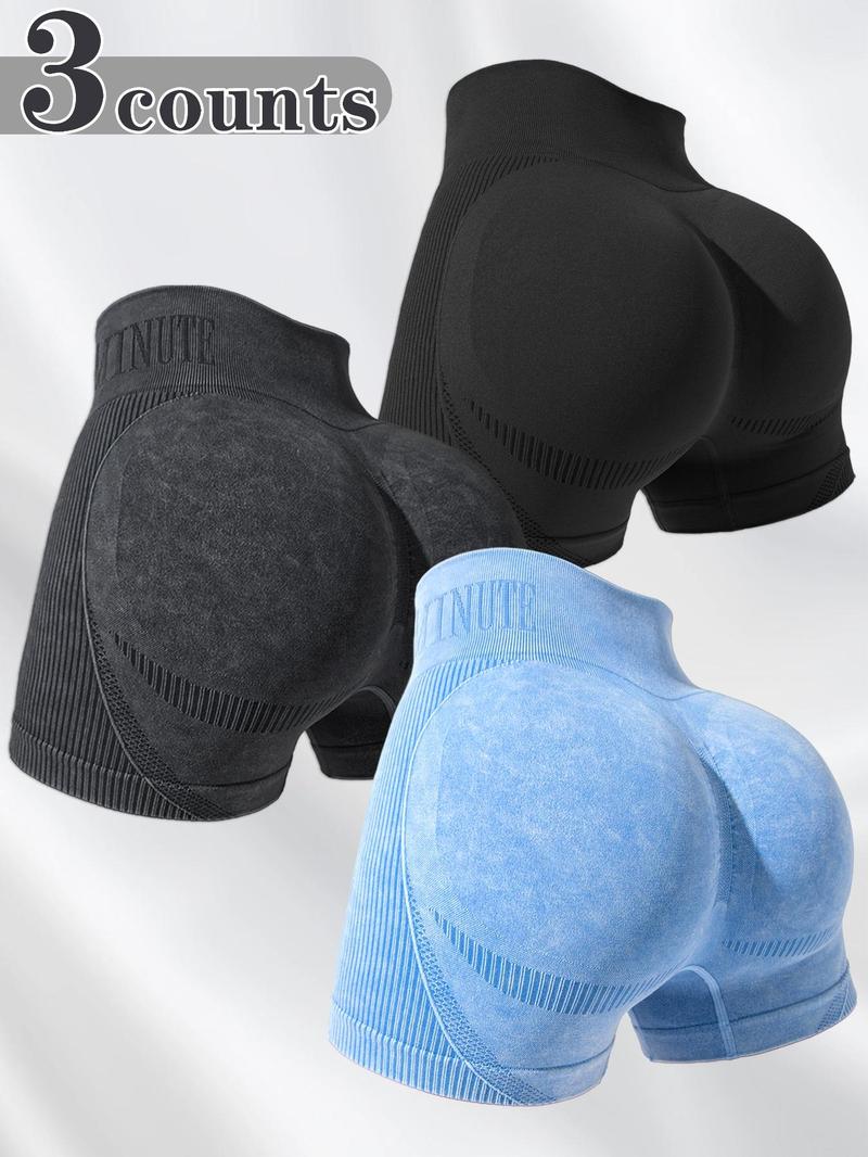 Women's Letter Print Seamless Sports Shorts, High Stretch Breathable Comfortable Skinny Shorts, Ladies Sportswear for Indoor Outdoor Wear