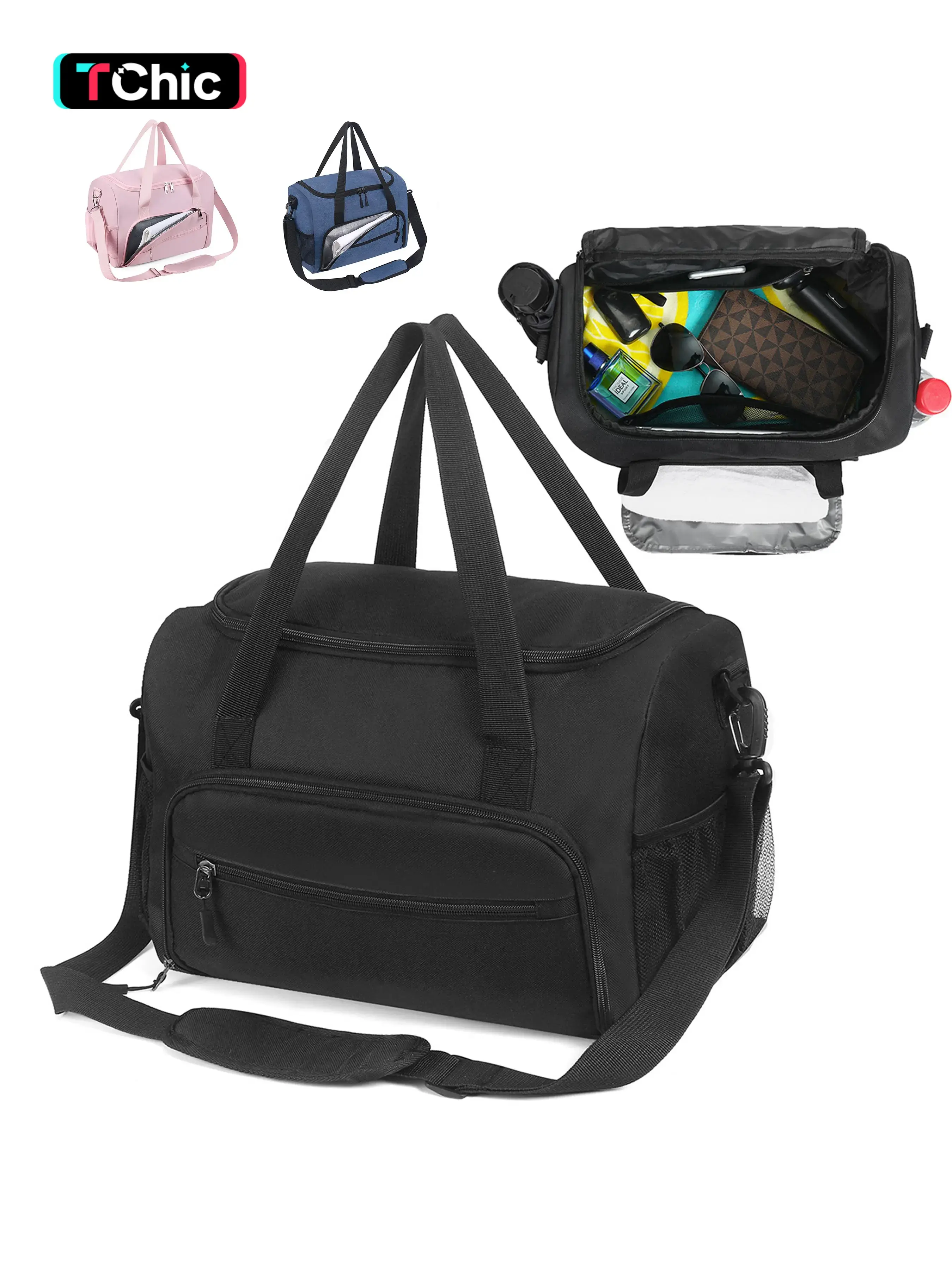 14-inch Small Gym & Fitness Bag for Women and Men, Lightweight Carry-On Mini Sports Duffel Bag with Multiple Pockets, Sports Bag for Travel and Workouts.
