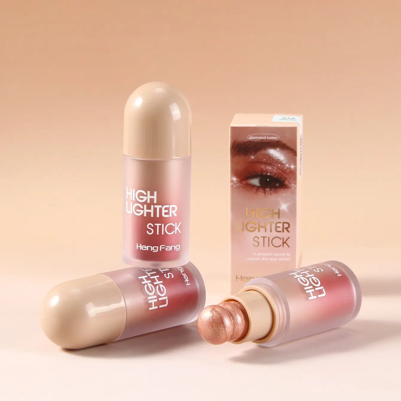 3D Highlighter Stick, Smooth Cream Texture, Easy Blending, Localized Face Illumination, Hydrating Effect, Portable Makeup Sponge