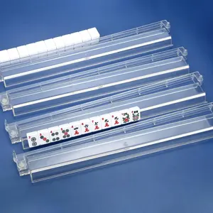 Mahjong Racks with Pushers, Convenient Rotating One-Piece Mahjong Pushers and Racks Set of 4,4PCS American Mahjong Gifts Accessories, Clear Acrylic Majiang Tile Racks for Family Game