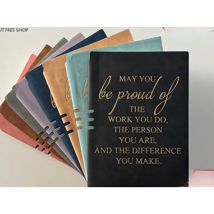 Leather Cover Insertable Motivational Notebook, Portable Journal Notepad