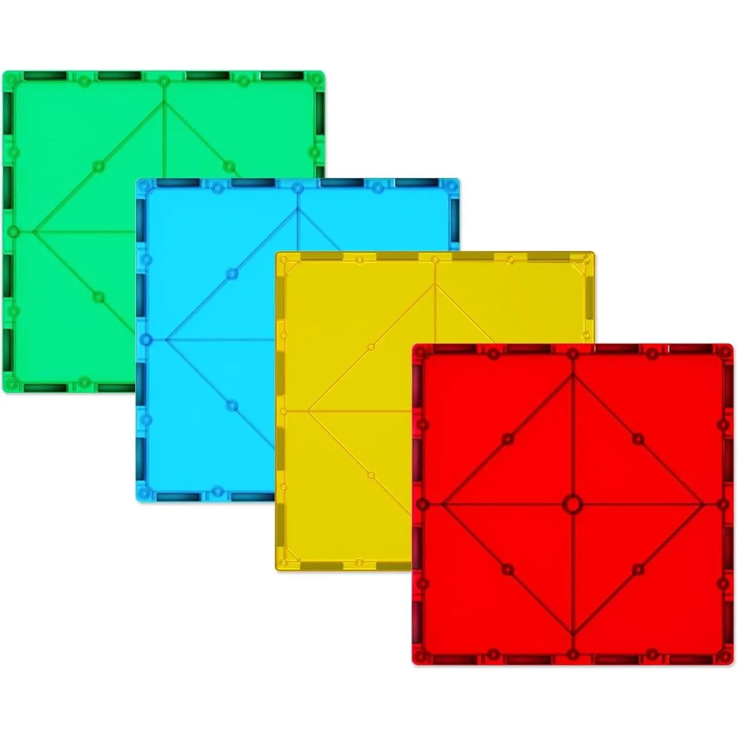 Magnetic Tiles Building Blocks Set - 4 Piece Square Shape STEM Learning Kit for Kids, Educational Toys for Boys Girls Ages 3+, Fun Construction Playset, Expansion Pack (Magnetic Tiles Square Only)