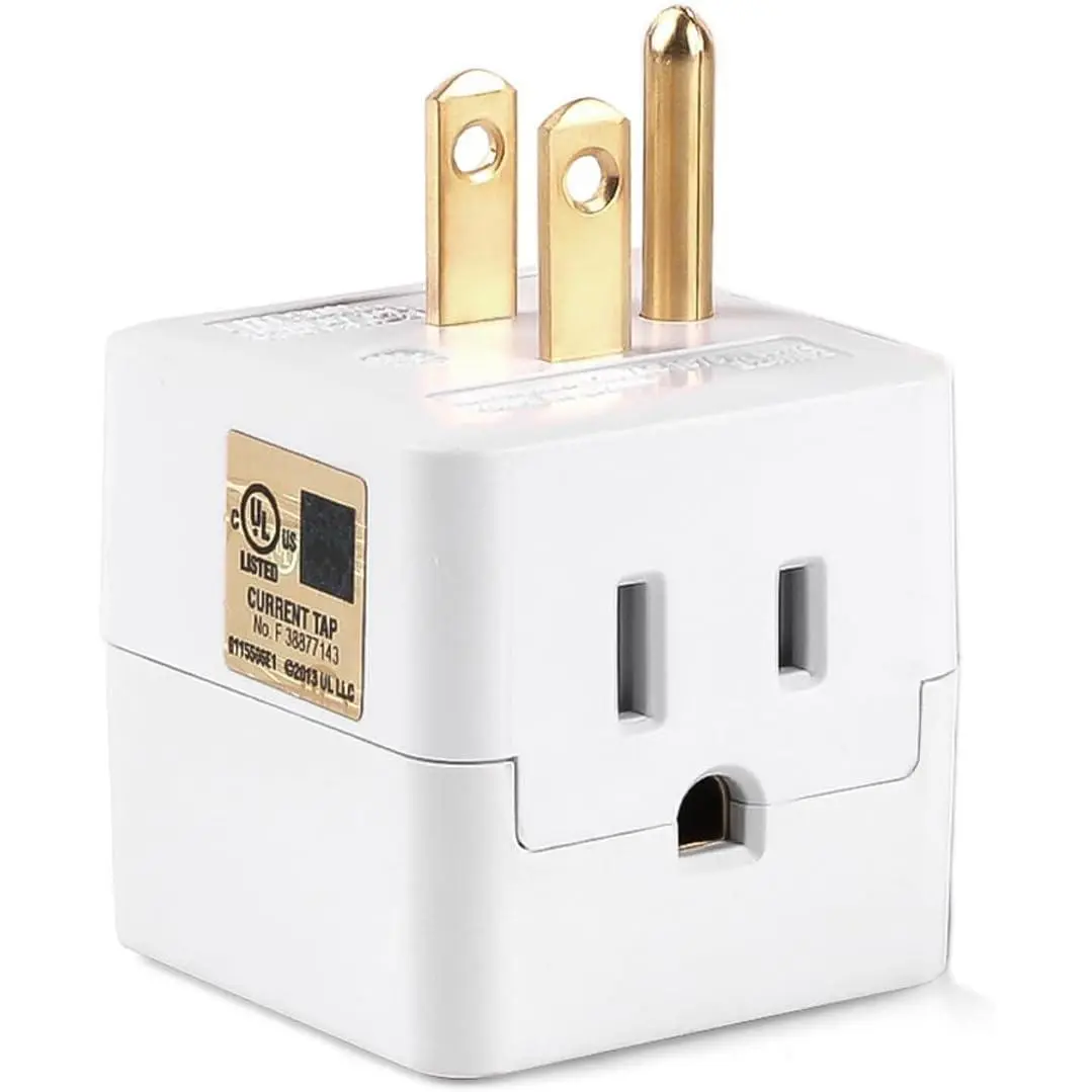 3 Outlet Wall Adapter Cube Tap, UL Listed 3 Prong Grounded Plug Extender,125v, 1875W - 3 Way Multi Outlet Wall Plug,Power Outlet Splitter (1 Pack)