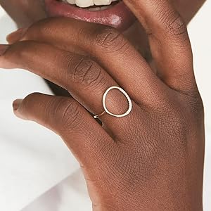 MILACOLATO 925 Sterling Silver Ring for Women Open Circle Karma Rings Polished Fashion Simple Plain Stackable Rings Size5-9
