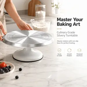 Professional Aluminum Alloy Cake Turntable, Revolving Cake Stand with Non-Slip Base for Cake Decorating, Baking, Pastry Making