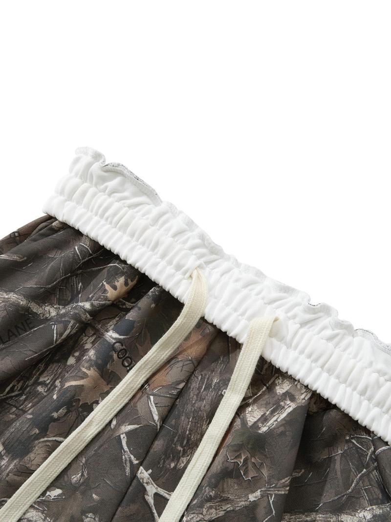 Unisex's Camo Print Sweatpants, Casual Streetwear Trousers for Daily Wear, Casual Chic Bottoms, Unisex Bottoms for Fall & Winter, Women