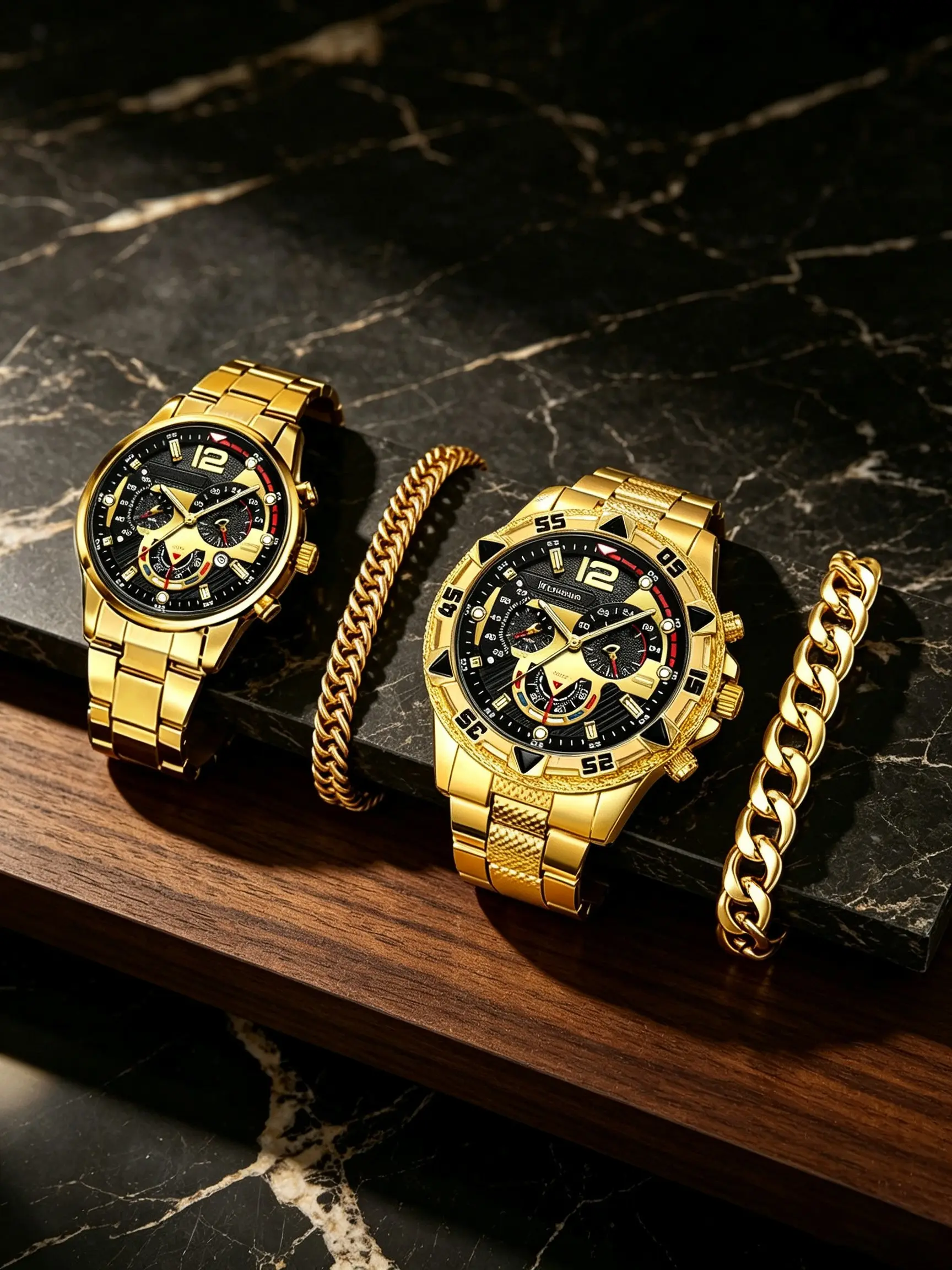 4pcs Luxury Men's Watch Set, Quartz Analog Watches with Metal Bands, Perfect Gift for All Occasions