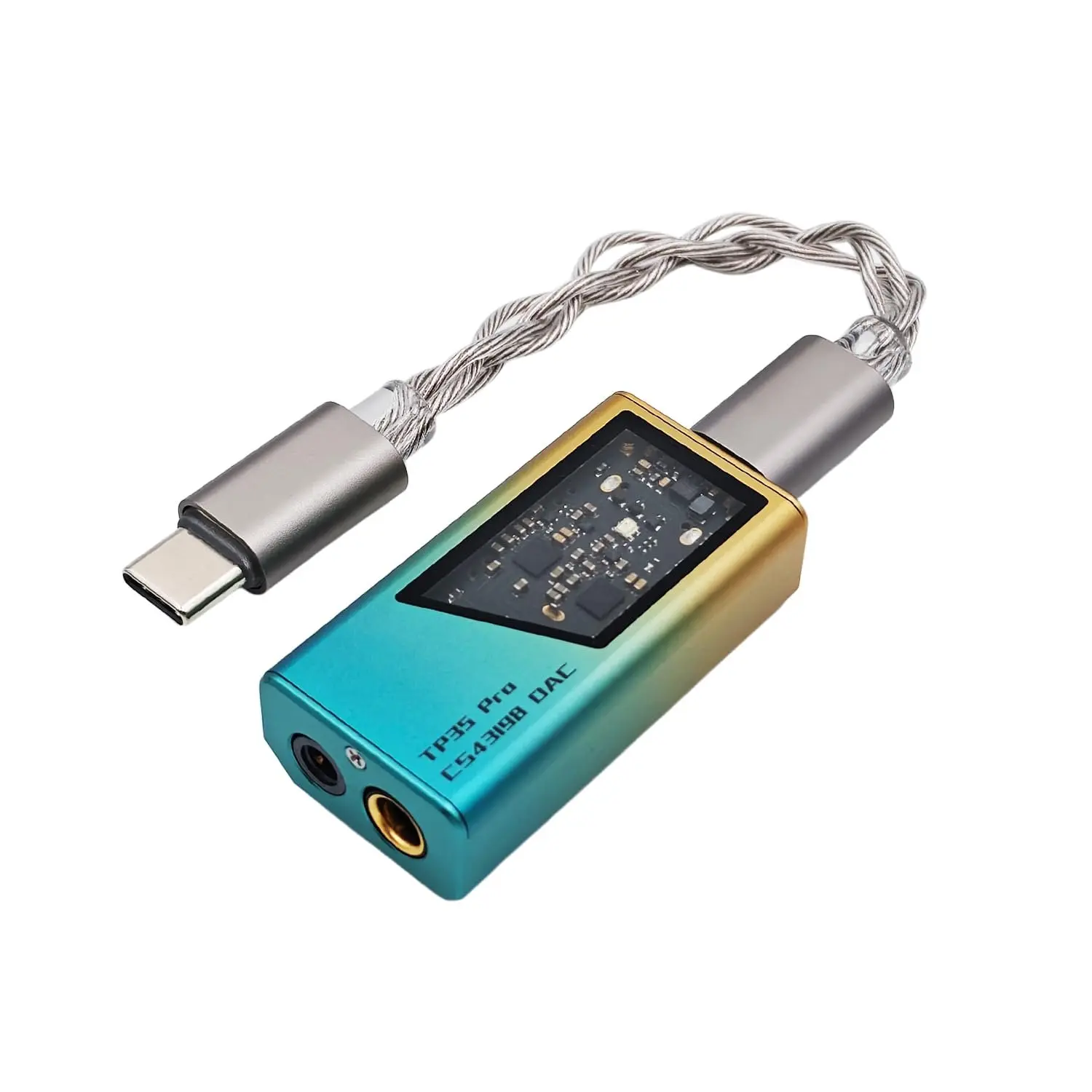 TP35 PRO Mini Portable IEM DAC Hi-Fi Decoder Headphone Amplifier Dongle USB-C to 3.5/4.4mm  CS43198 Chips, Supports High-Resolution PCM 32bit/384khz DSD 256 Audio, EQ Adjustment and Mic Calls