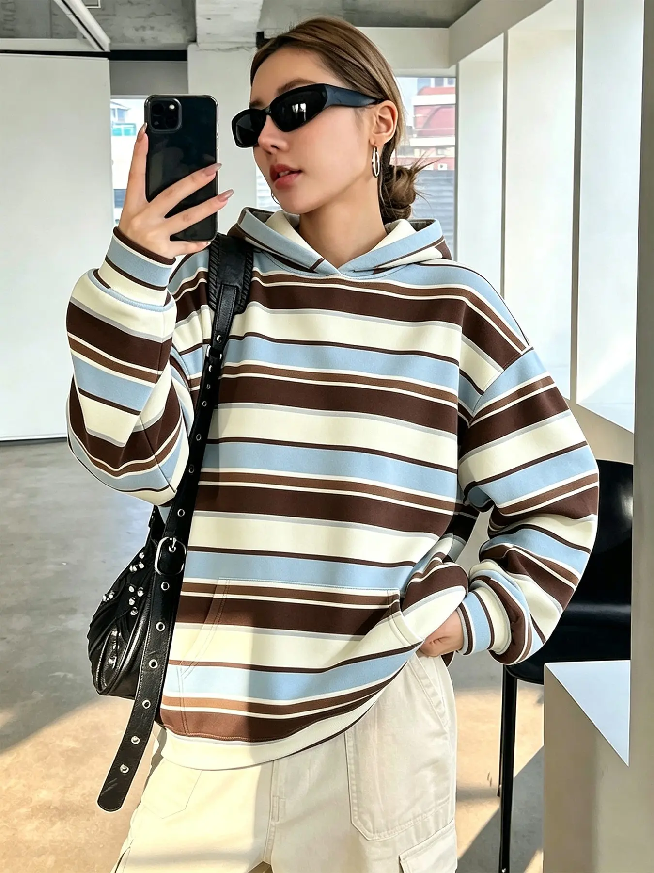 Men Women 2026 New Vintage Striped Oversized Hoodie, Y2K Grunge Color Block Stripe Pullover with Front Pocket, Soft Loose Couple Streetwear, Trendy Matching Outfit for Campus Travel Fall Winter, Viral TikTok Basic Hoodies for Teen Boys Girls