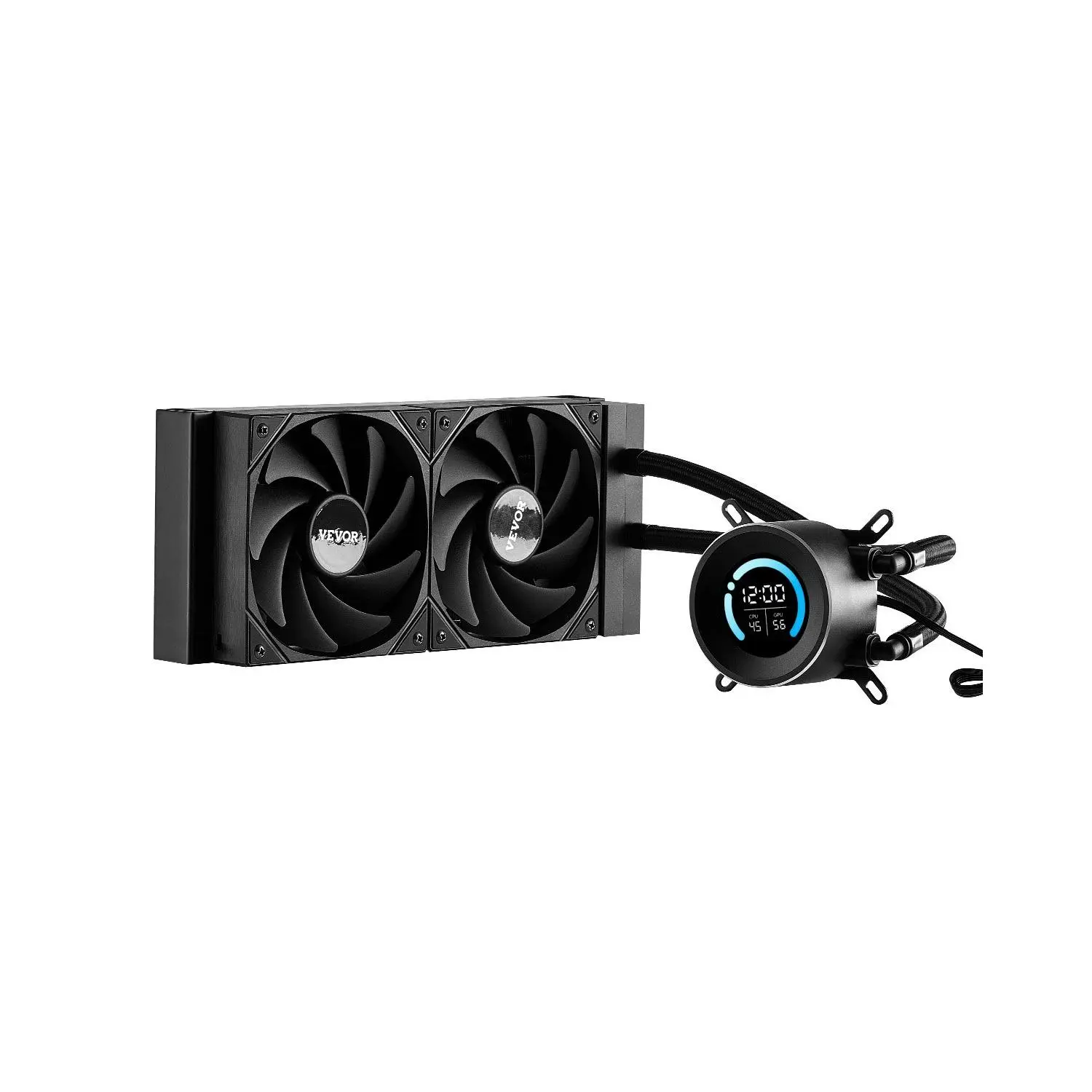 【DealsForYouDays】VEVOR CPU Liquid Cooler, AIO CPU Water Cooler - 120mm PWN Fans, Pump, 1.8'' Display, Max. 2200RPM CPU Cooling Fan, Efficient Black PC Water Cooler for Intel 115X/1366/2011/1700/1200, AMD AM4/AM5