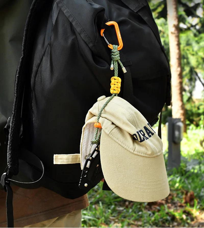 Quick-Release Paracord Water Bottle Hang Buckle Carabiner Portable EDC Clip Multifunctional Hook for Outdoor Hiking Backpack