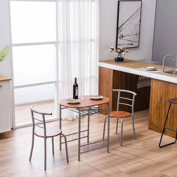 3 Piece Dining Table Set with 2 Chairs, Small Kitchen Table for Apartment, Space Saving Breakfast Dining Table, Compact Furniture Set for Home Kitchen and Dining Room