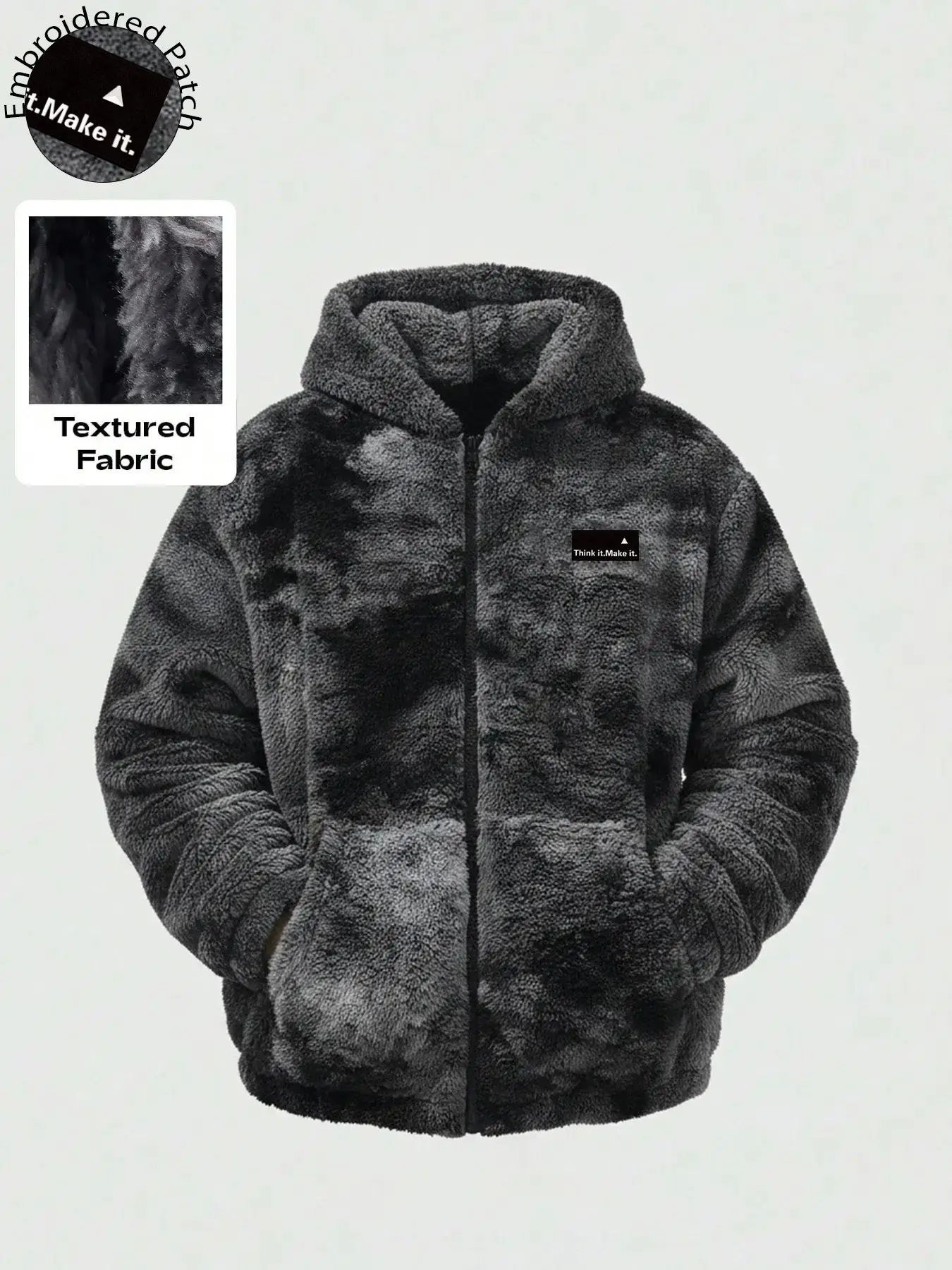Y2K Vintage Fuzzy Sherpa Hooded Jacket With Side Hand Pockets, Minimal & Versatile One-Piece Multi-Wear Outerwear, Perfect For Couple Matching Outfits, Campus Casual Looks, Light Business Trips, Winter Layering & Street Style Fits