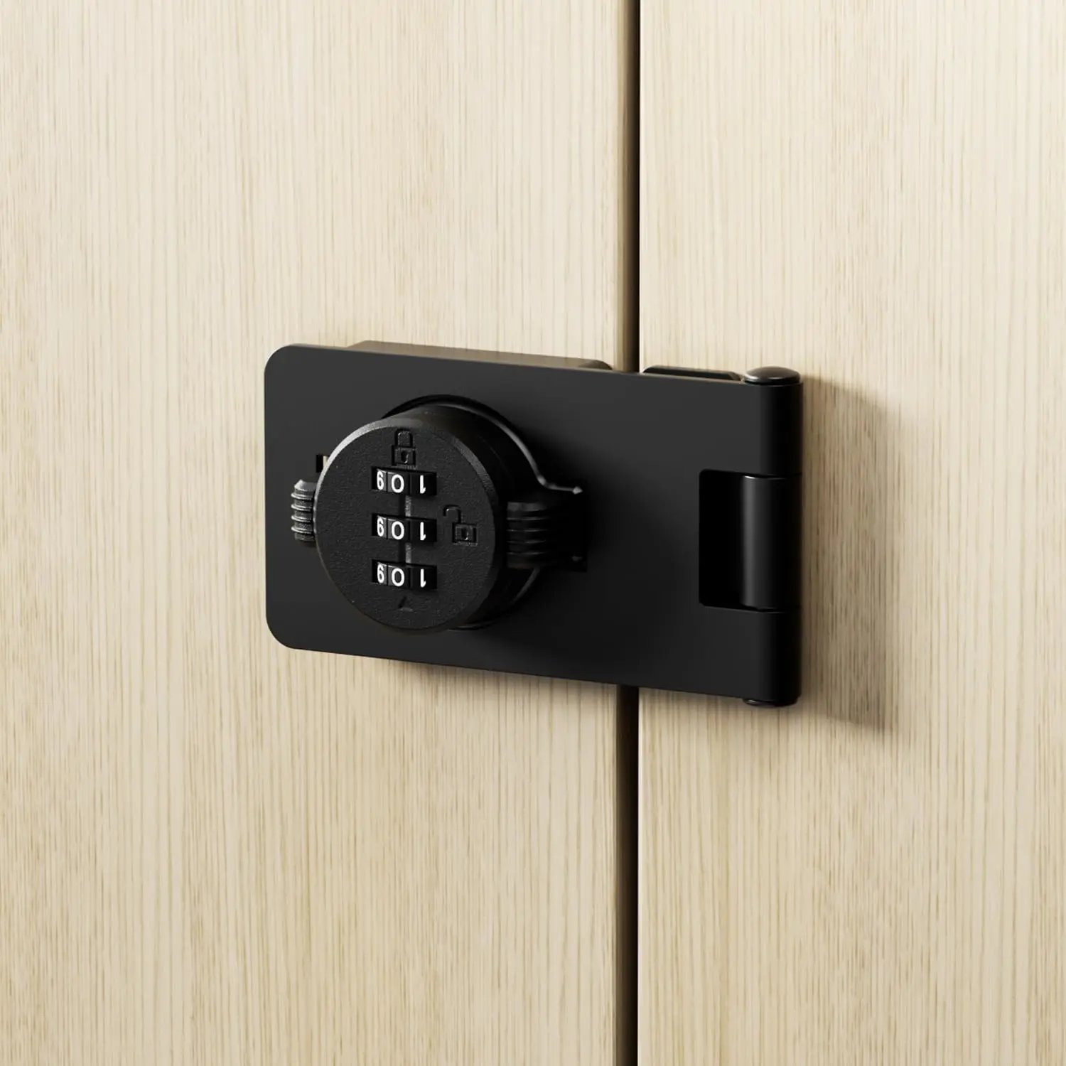 Keyless Cabinet Lock 3-Digit Combination Password Hasp Latch Lock Twist Knob Wooden Drawer Cupboard Locker -Safe Closet Box  Office  (Black, 3.5 Inch)