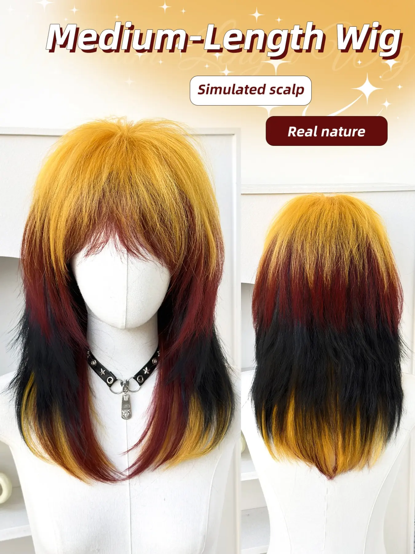 18-Inch Gradient Wolf Tail Wig, Soft Heat-Resistant Synthetic Fiber, Synthetic Wigs, Perfect for Role Play, Party, Gift, Women's Long Hair Straight Wig