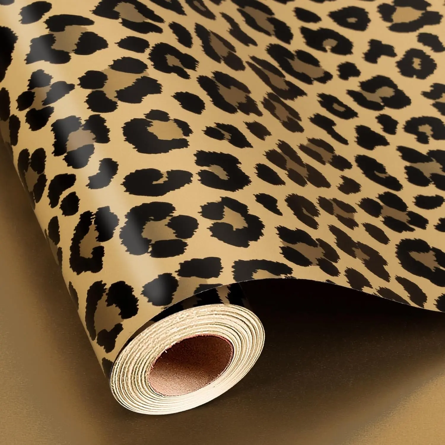 Reversible Gold Leopard Print Wrapping Paper, Elegant Cheetah Print Gift Wrap Roll for Birthday, Bachelorette, Graduation, Wedding, Anniversary, Mother's Day, Christmas (17in x 32.8ft)