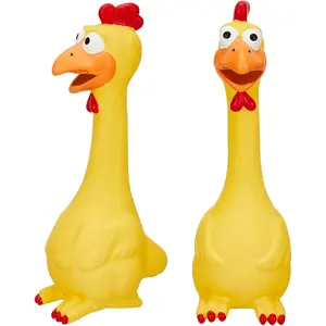 Hungdao 1 Pcs Horse Toys Latex Squeaky Squeeze Chicken Squeak Turkey Balls for Play Fake Screaming Chicken Toys for Horses Soccer Ball for Reduce Separation Anxiety Noise Maker (Yellow)