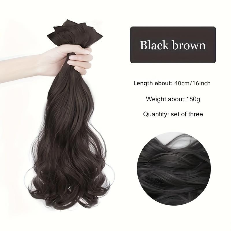 Women's long hair extensions, invisible seamless volumizing hair extensions, large wavy hair pieces, three-piece set