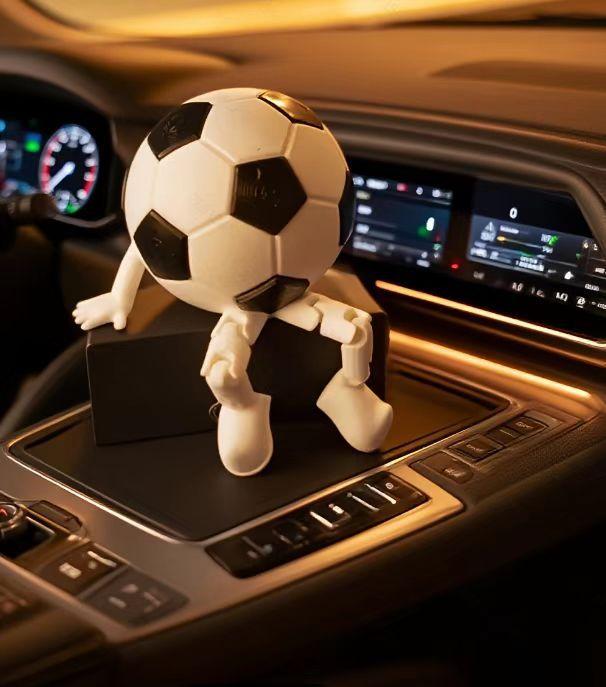 Cute Soccer Ball Sitting Man Figurine, 3D Sports Themed Desk Ornament, Unique Gift for Soccer Fans