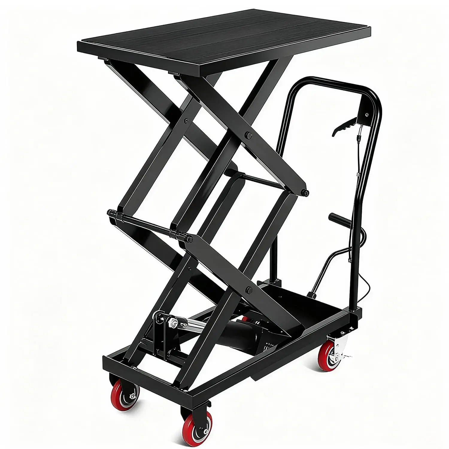 770 LBS Hydraulic Lift Table Cart – 59" Lifting Height Manual Double Scissor Lift Cart with Non-Slip Pad for Material Handling