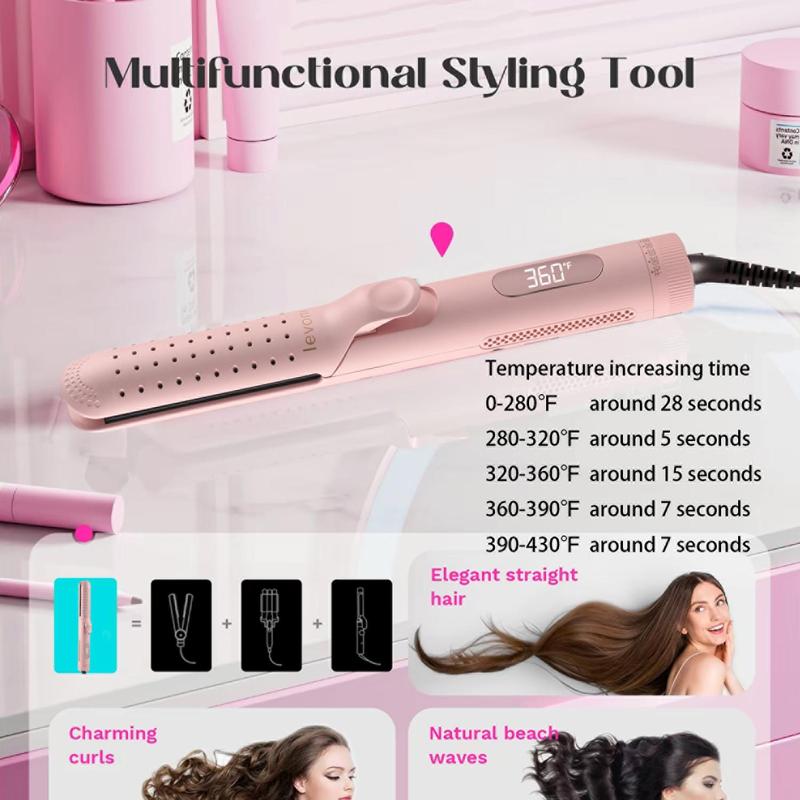 2 in 1 Ceramic Hair Straightener & Curler, 1 Box Anti Scald Hair Curling Iron with LED Display, Hair Styling Tool for Home & Salon Use, Gifts