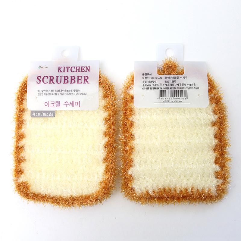 [3-Pack] Korean Imitation Bread Dish Towels, Polyester Dish Cloths, Non-Scratch Cleaning Cloths, Kitchen Rags