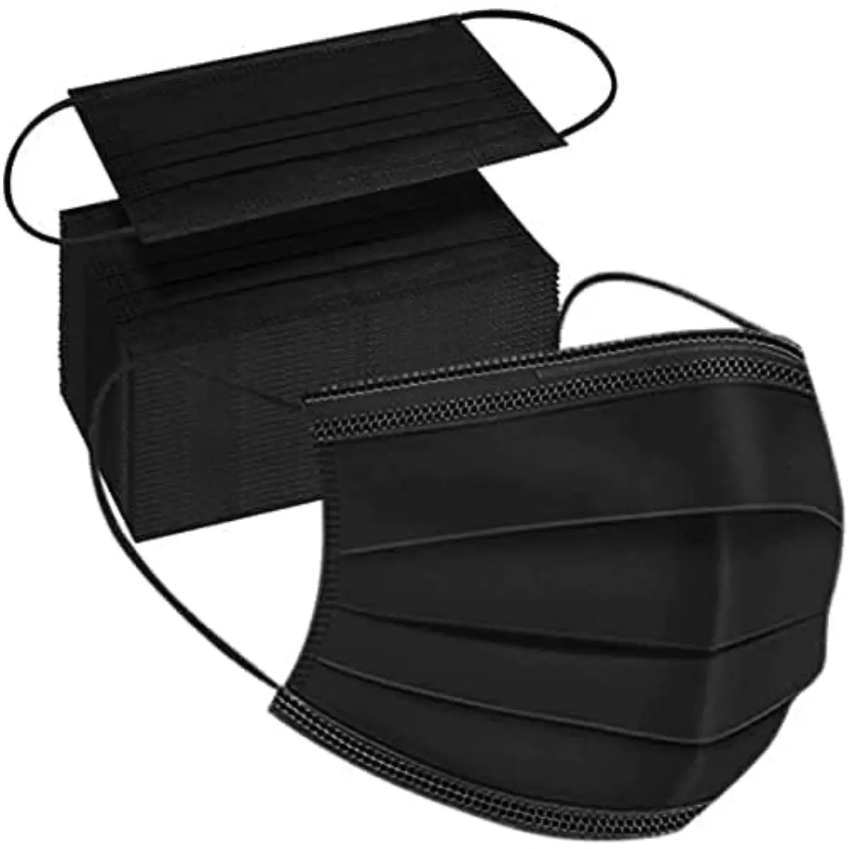 50Pcs Black 3-Ply Disposable Face Masks, Soft Breathable Comfort Protective Covers, Fashion Daily Disposable Masks for Indoor Outdoor Daily Use, Mask Fit