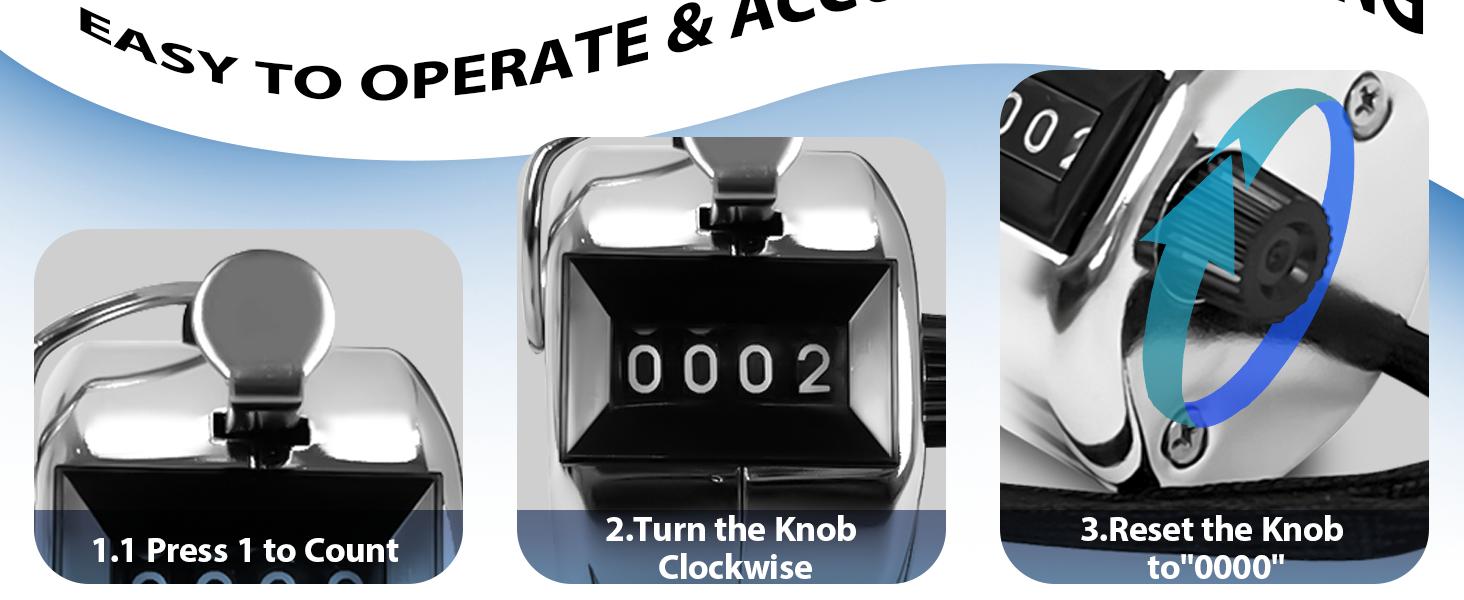 AGS 6 Pack Clicker Counter, Hand Tally Counters Clicker with Black Nylon Lanyard, 4 Digit Display Pitch Counter for Knitting, Coaching, Golf, Lap,Fishing,Umpire, Baseball, Row Sport