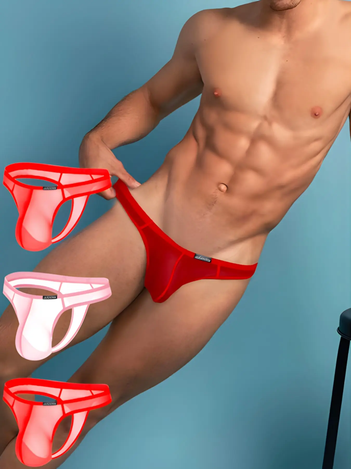 3Pcs-Mixed Colors, Transparent Ultra-Thin Ice Silk High-Cut Small Triangle Sexy Low-Waist Slim Fit Sports Seamless Comfortable Breathable Quick-Dry Lightweight Low Rise Underwear for Men