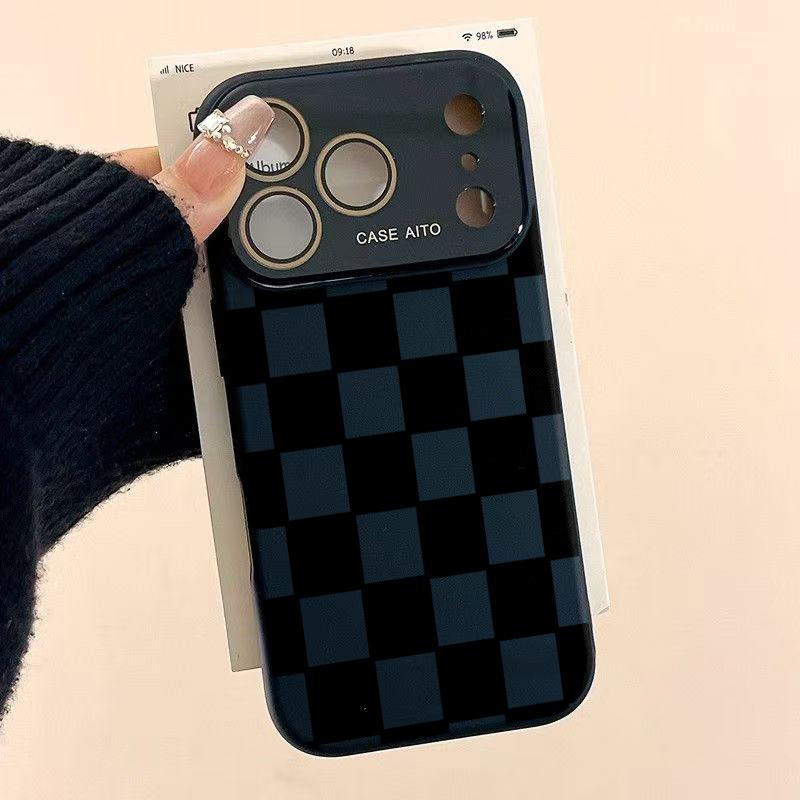 Dopamine Colored Checkerboard Pattern Ins Style Phone Case Ultra Skin Friendly Touch All Inclusive Lens Compatible with iPhone 17 16 15 14 13 12