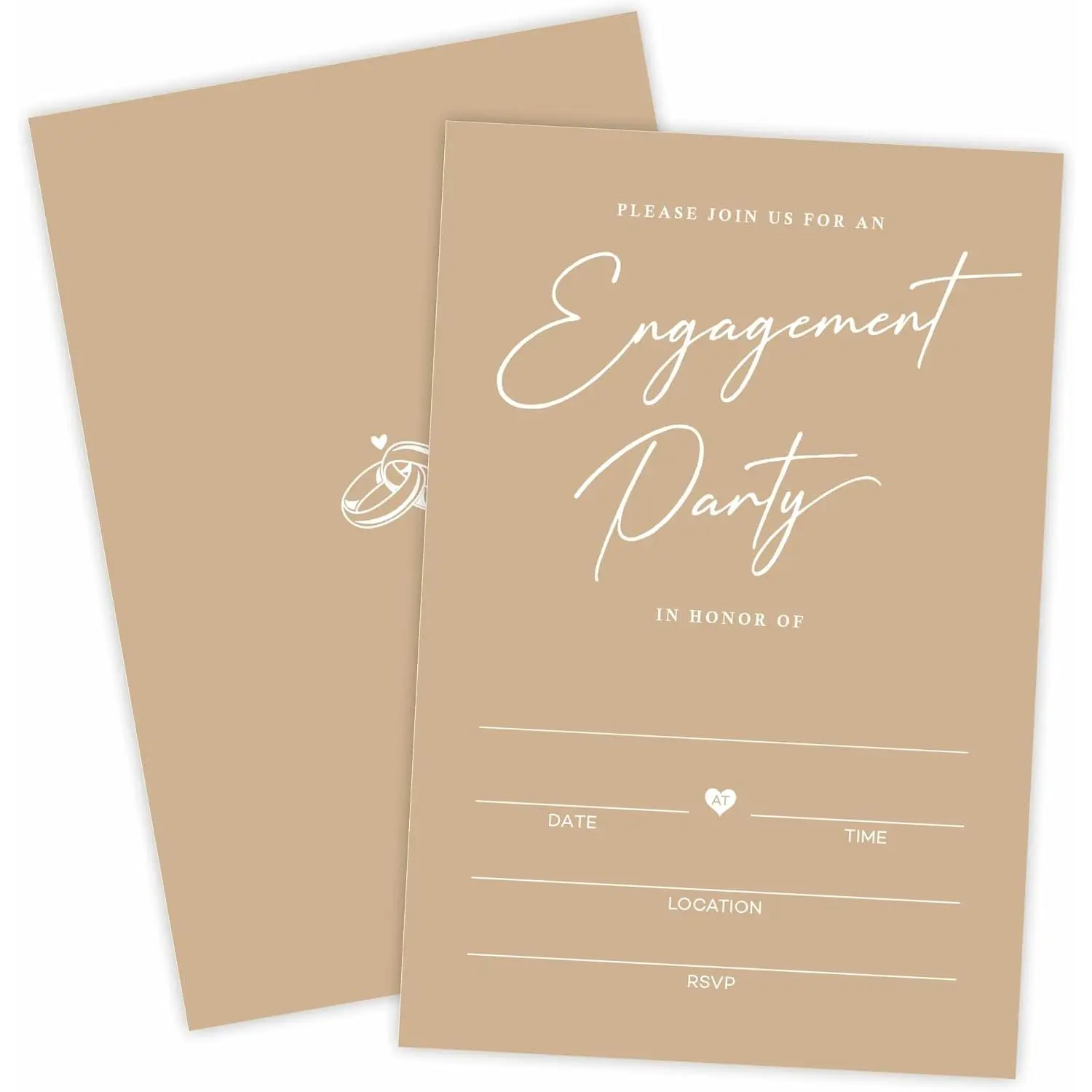 25 Engagement Party Invitations With Envelopes - Minimalism Fill In Style Invites For Newlyweds, Mr & Mrs, Engagement Receptions, Party Favor (Olive Green-A03)
