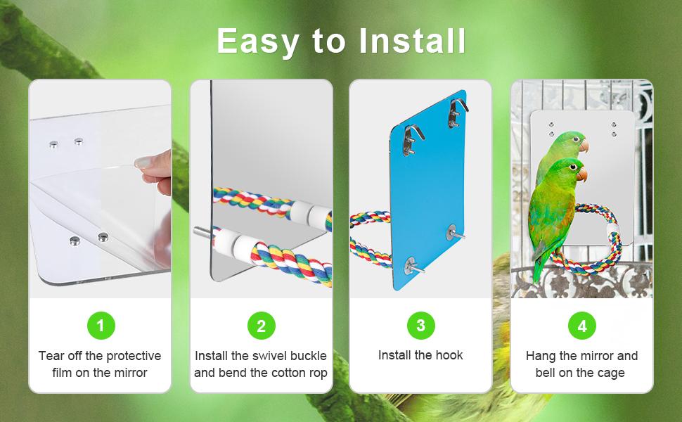 7" Bird Mirror with Rope Perch Bird Toys Swing, Comfy Perch for Greys Amazons Parakeet Cockatiel Conure Lovebirds Finch Canaries 7" Bird Mirror with Rope Perch Bird Toys Swing, Comfy Perch for Greys Amazons Parakeet Cockatiel Conure Lovebirds Finch Canaries