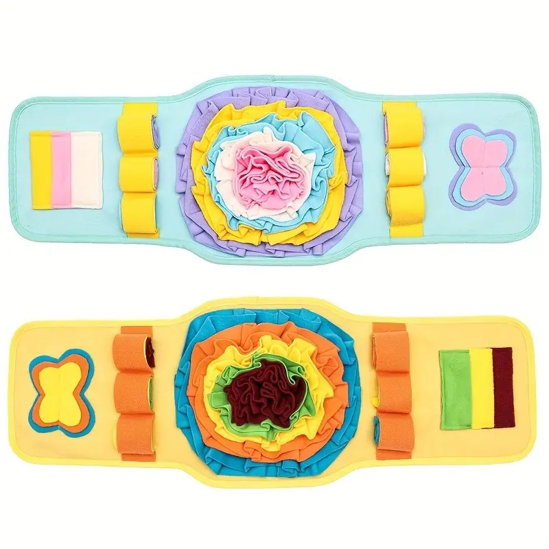 Cute Watch-Shaped Dog Sniffing Mat, Multi-Layer Plush Sniffing Blanket, Portable Interactive Puppy Feeding Training Toy, Calming Slow Food Pet Puzzle Toy