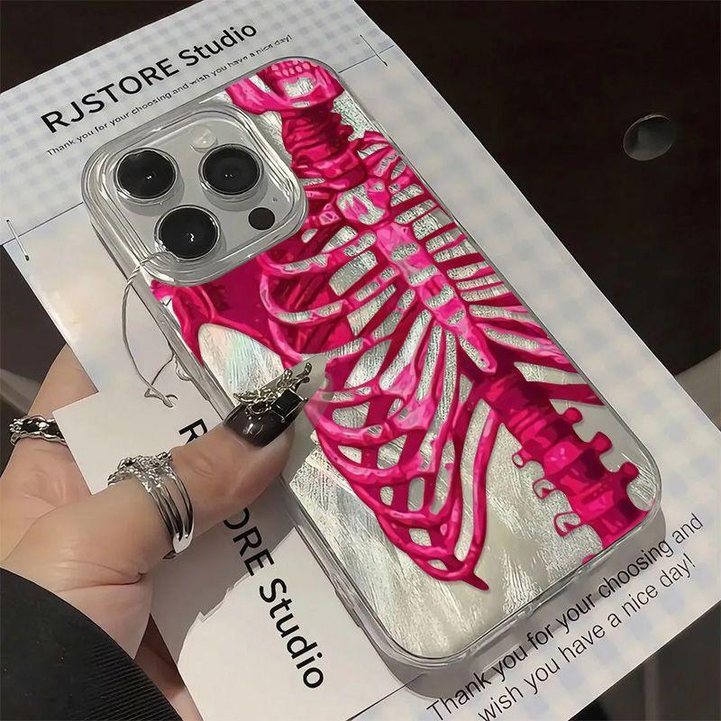 Skeleton Pattern Phone Case, Fashion Aesthetic Phone Protective Cover, Phone Accessory Compatible with iPhone 16 15 14 13 12 11 Pro Max X XS XR, Casing, Protection